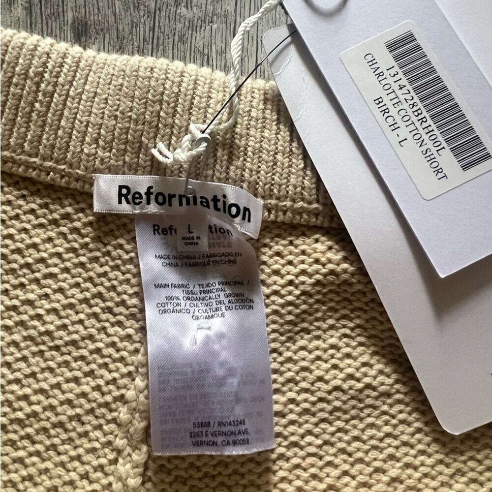 NWT Reformation charlotte cotton shorts Birch large - Picture 2 of 4
